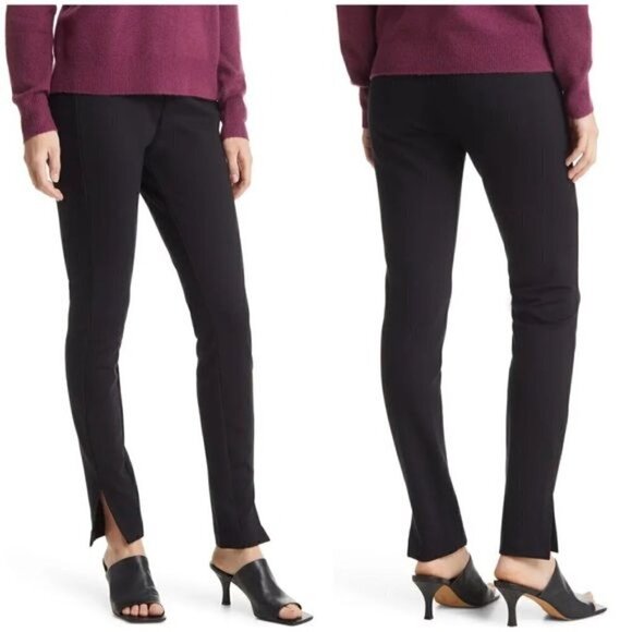 New Nordstrom Everyday Ponte Leggings Black Slit Hem Pull On Sz XS - Picture 1 of 12